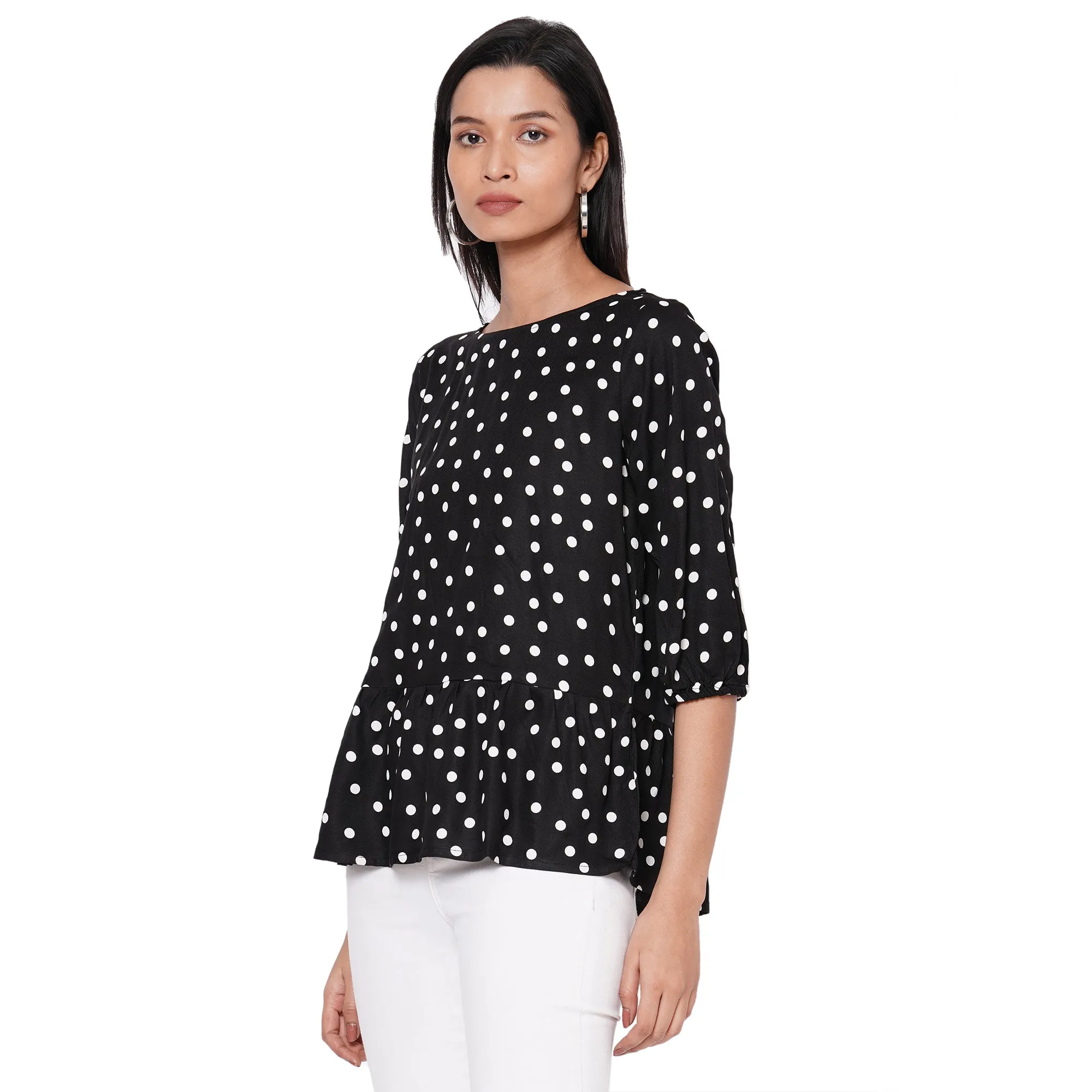 109F Black Polka Dot Top