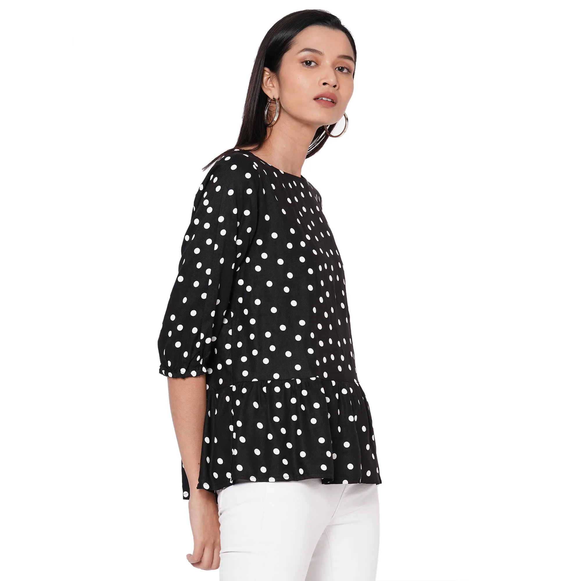 109F Black Polka Dot Top