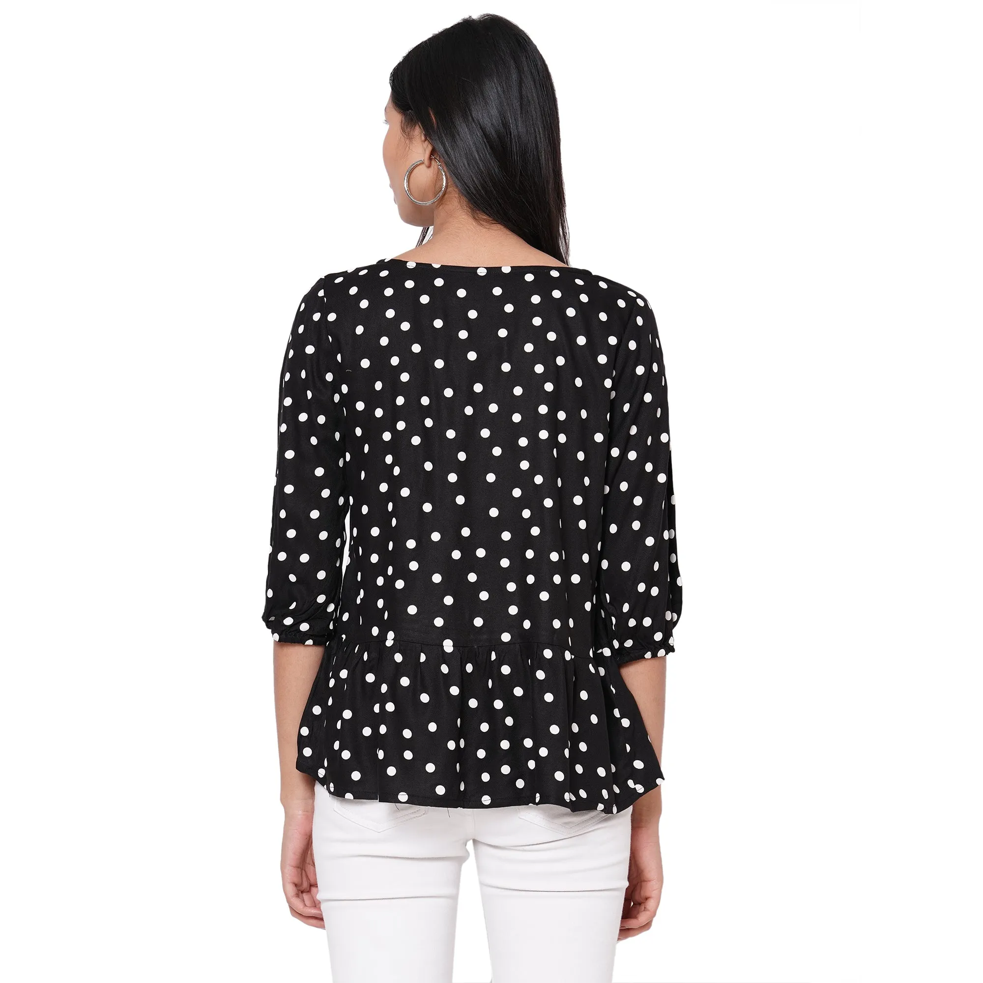 109F Black Polka Dot Top