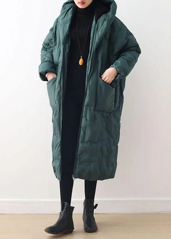 2025 Blackish Green Warm Down Coat Oversize Overcoat