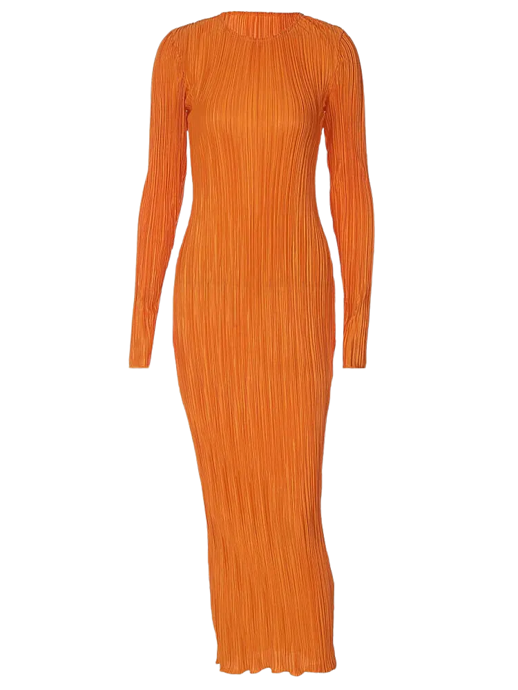 A&A Crimped Plissé Maxi Dress