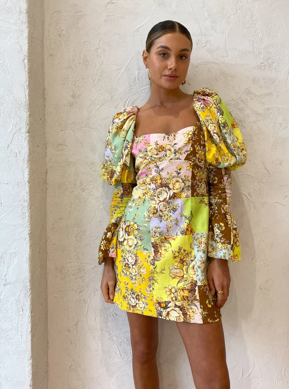 Alemais Matilde Puff Sleeve Mini Dress in Multi