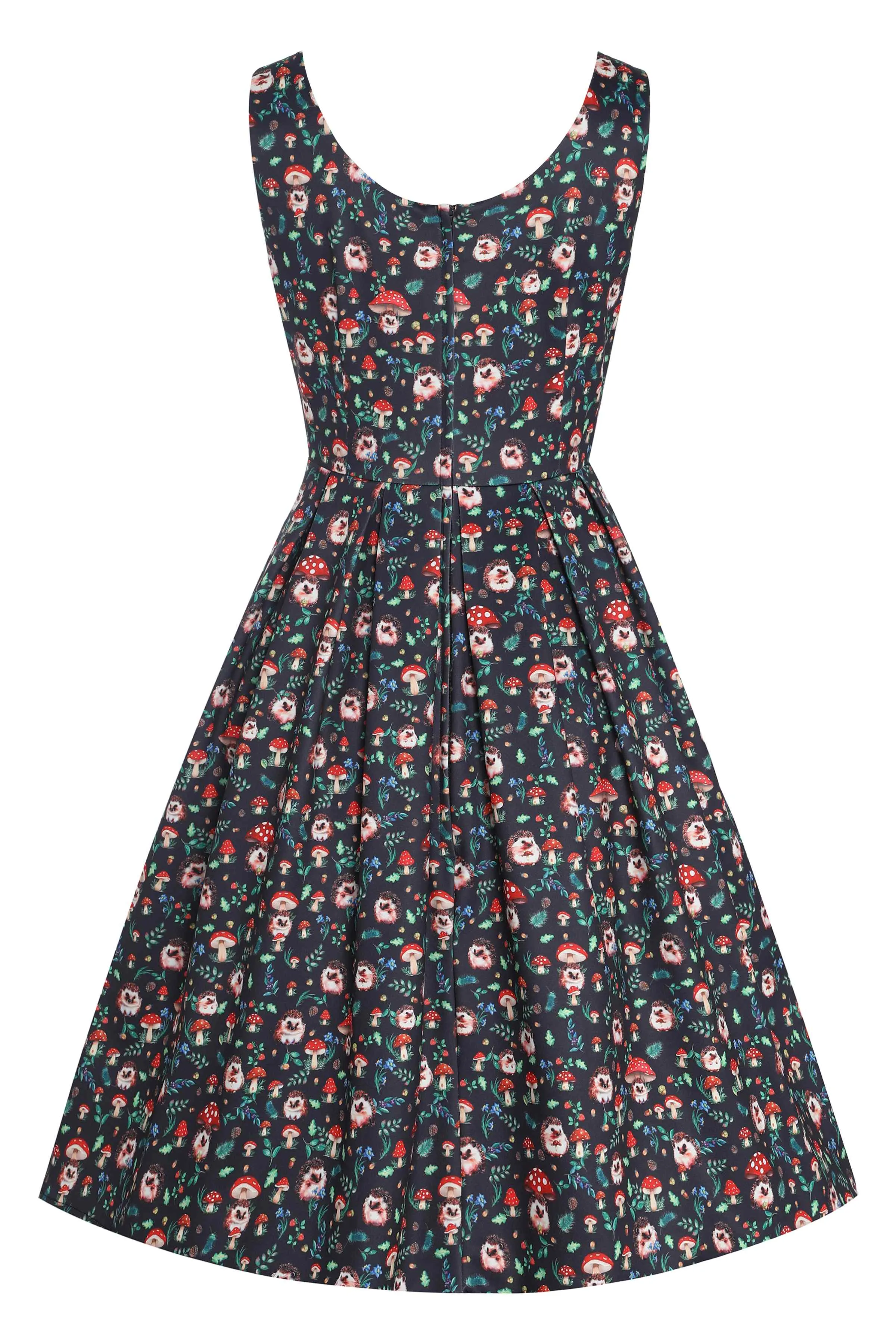 Amanda Hedgehog & Mushroom Flared Dress
