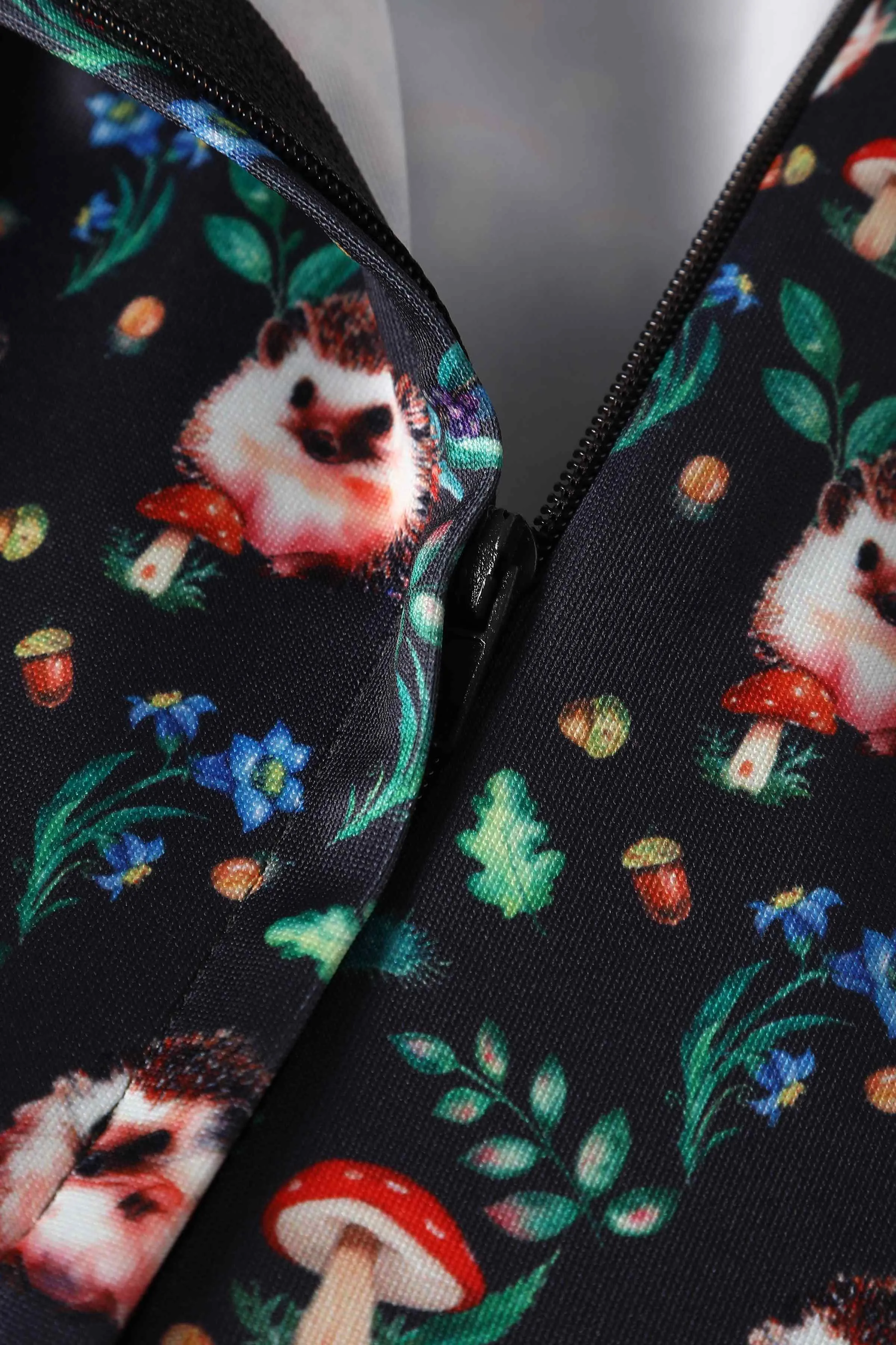 Amanda Hedgehog & Mushroom Flared Dress