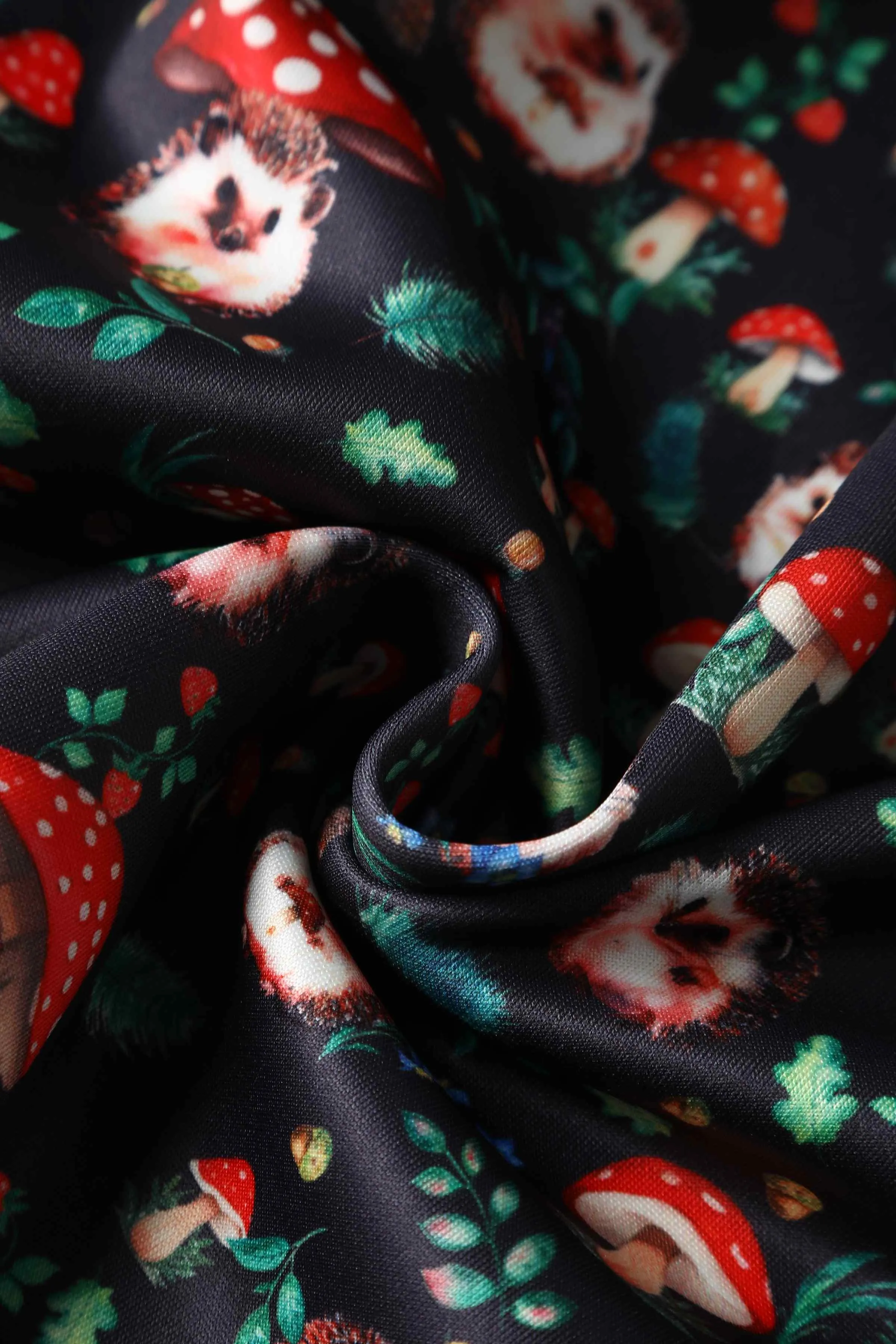 Amanda Hedgehog & Mushroom Flared Dress