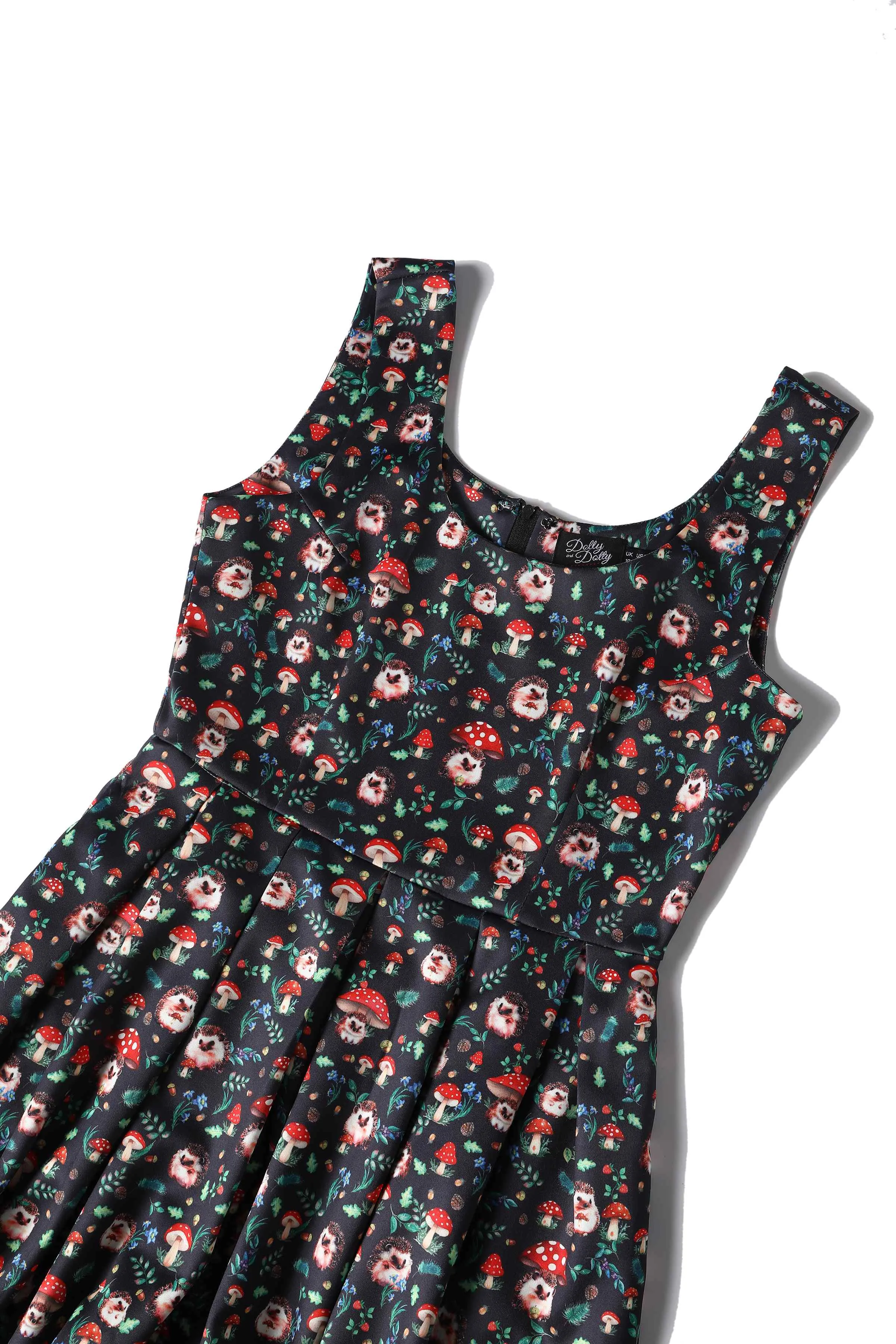 Amanda Hedgehog & Mushroom Flared Dress