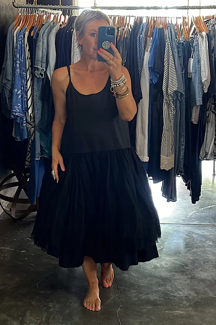 AMELIE SHORT TUTU SLIP - GAUZE LINEN - BLACK