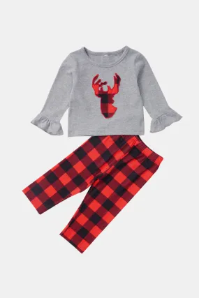 *App Exclusive* Kids Deer T-shirt and Plaid Pants Set