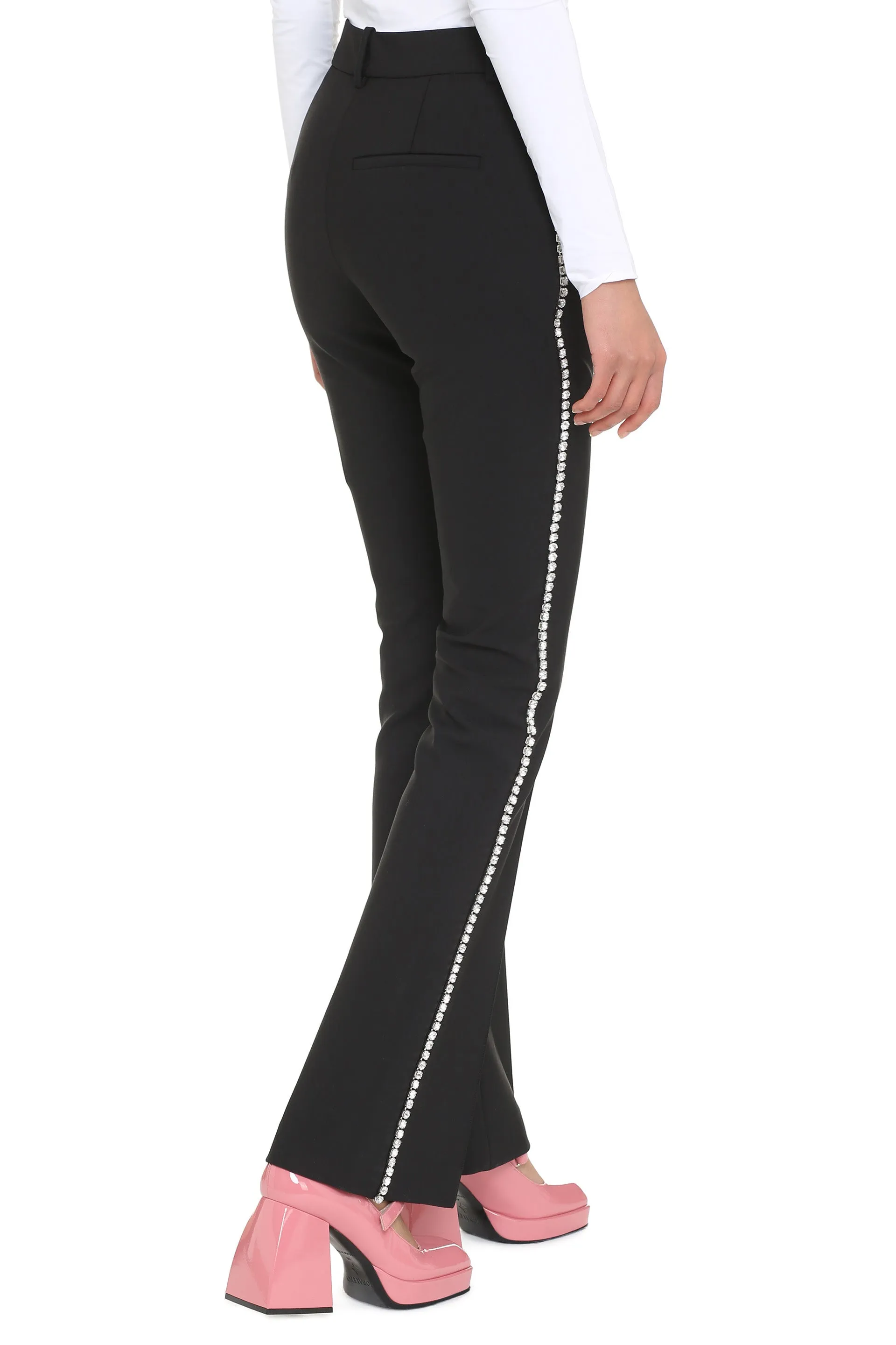 Area Crystal-Trimmed Flared Pants