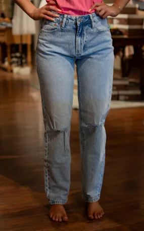 Argentina Blue Slit Knee Mica Jeans