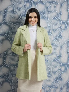 Athena Green Front Open Textured Over Coat