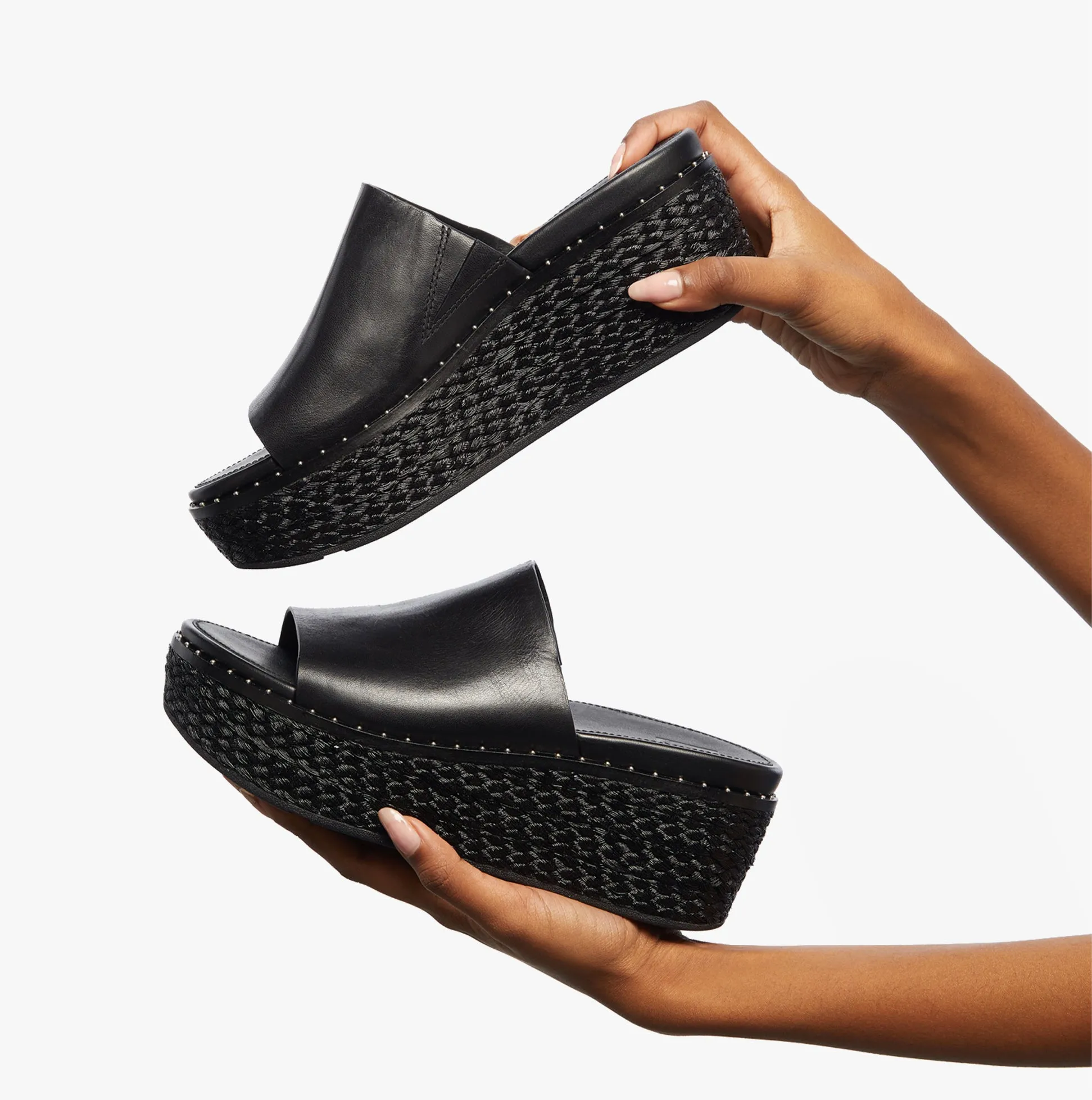 AY9-001 ELOISE ESPADRILLE Ladies Wedges  Black