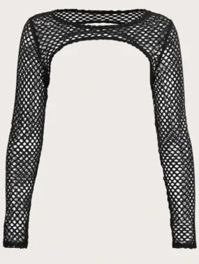 Bay L/S fishnet Shrug (Black)