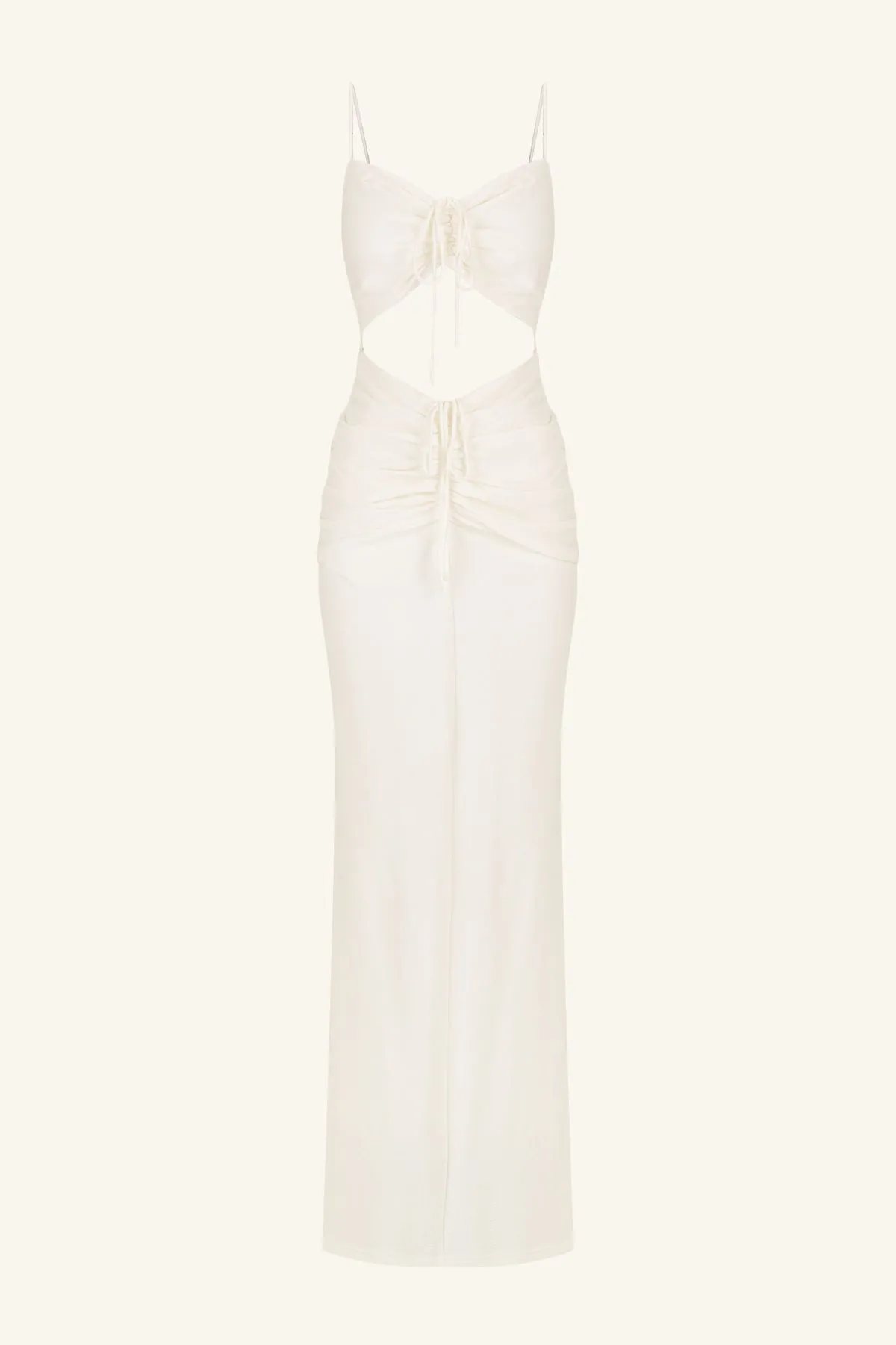 BEAU SLEEVELESS DRAWSTRING MAXI DRESS - IVORY