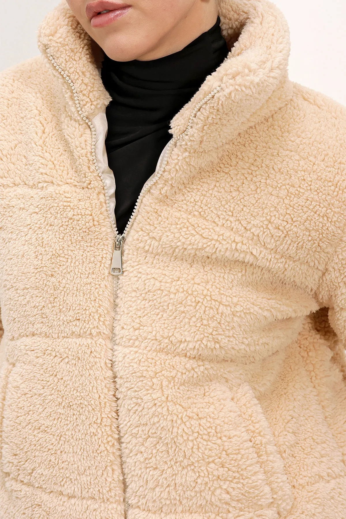 BGD Women Quilted Plush Coat - Cream - Avondale