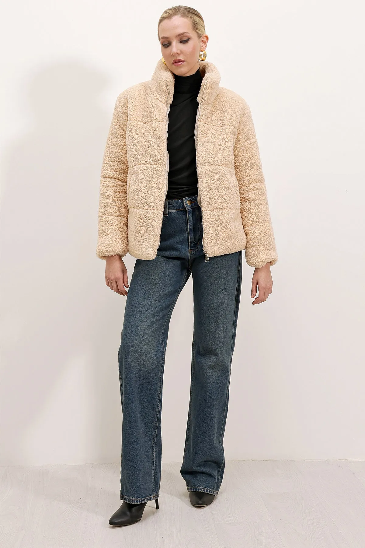 BGD Women Quilted Plush Coat - Cream - Avondale