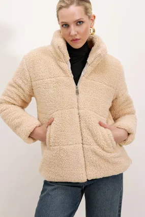 BGD Women Quilted Plush Coat - Cream - Avondale