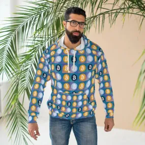 Bitcoin Blue Unisex Pullover Hoodie Blue and Yellow