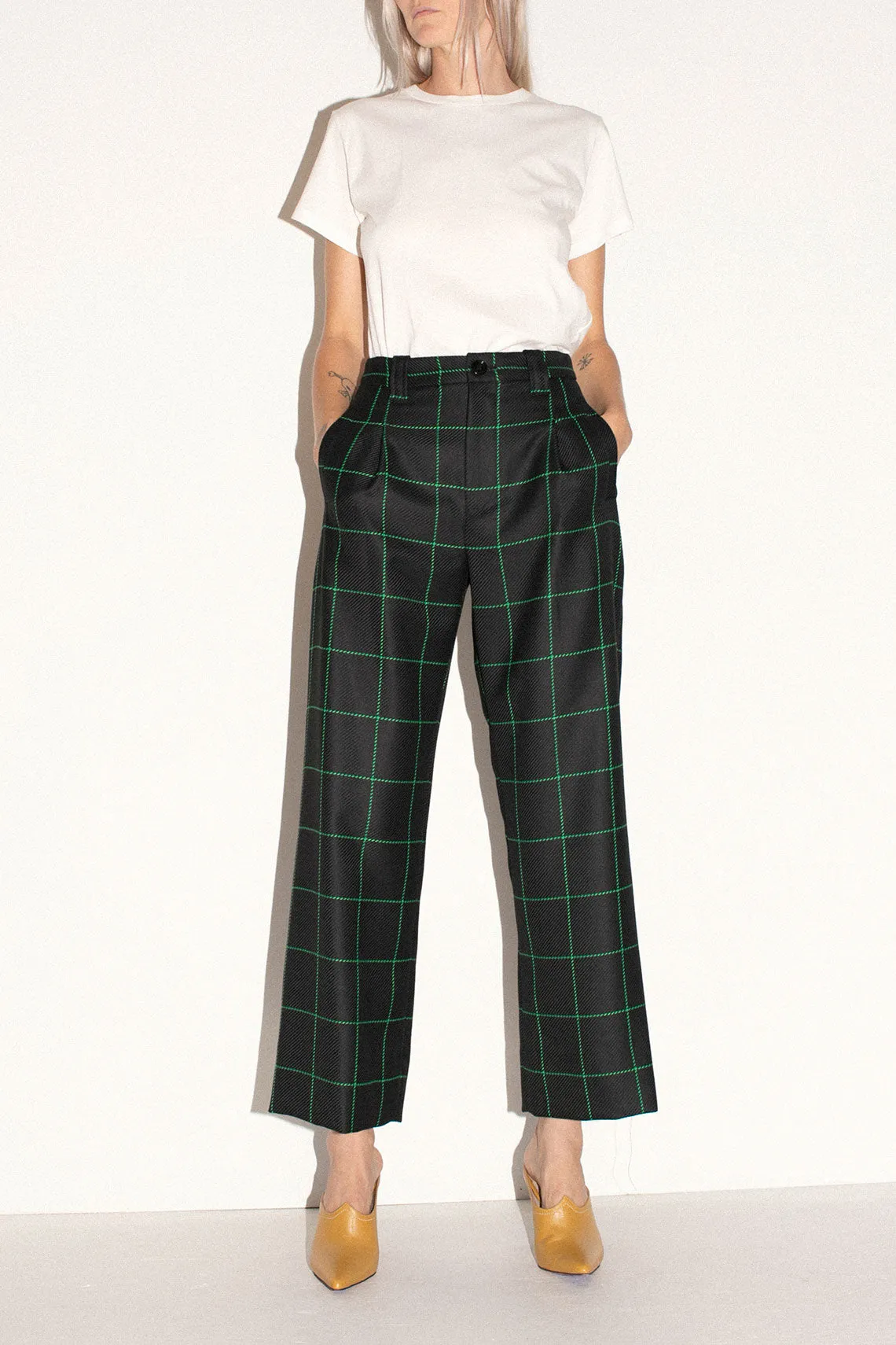 Black & Green Plaid Kent Pant