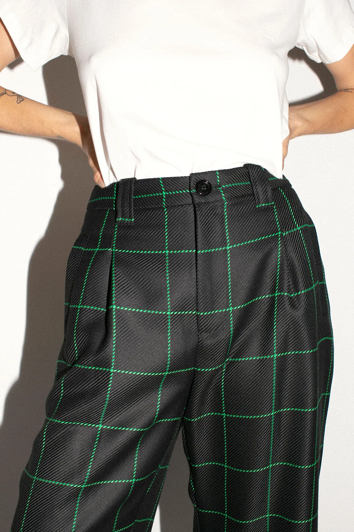 Black & Green Plaid Kent Pant