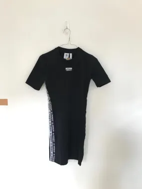 Black & White Adiddas Branded Bodycon Midi Dress, Adidas, Size 10 (Cotton, Elastane)