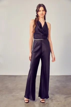 Black Satin Flared Pants