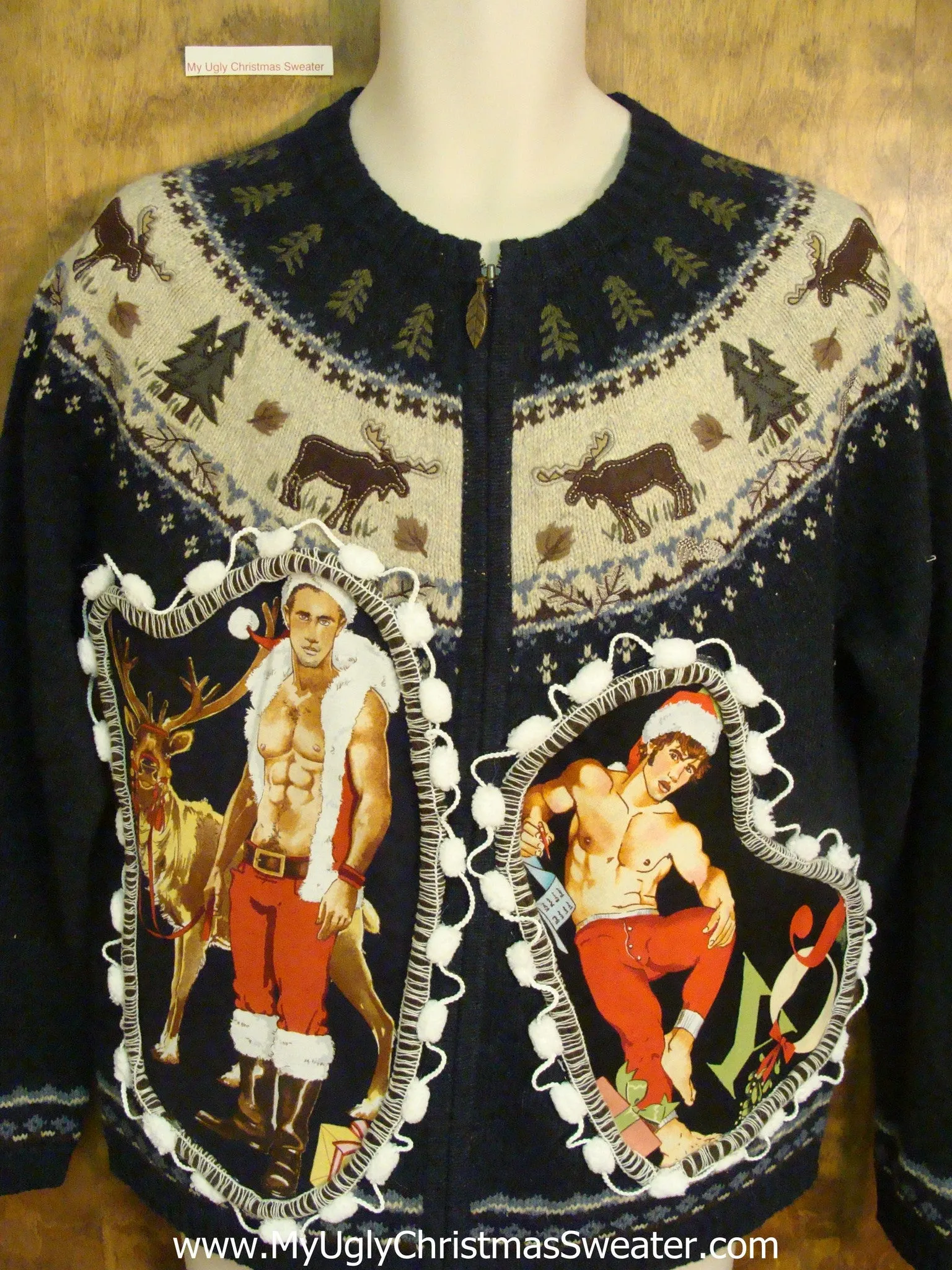 Blue Nordic Themed Hottie Guy Ugly Christmas Sweater
