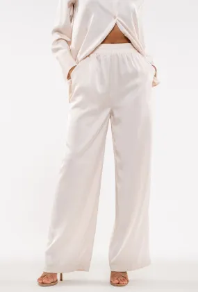 Boss Lady Satin Pants in Champagne