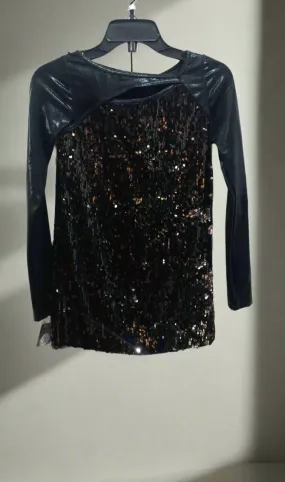 Boutique Step Up Shiny Sequins Top (Reversible color change) BLACK