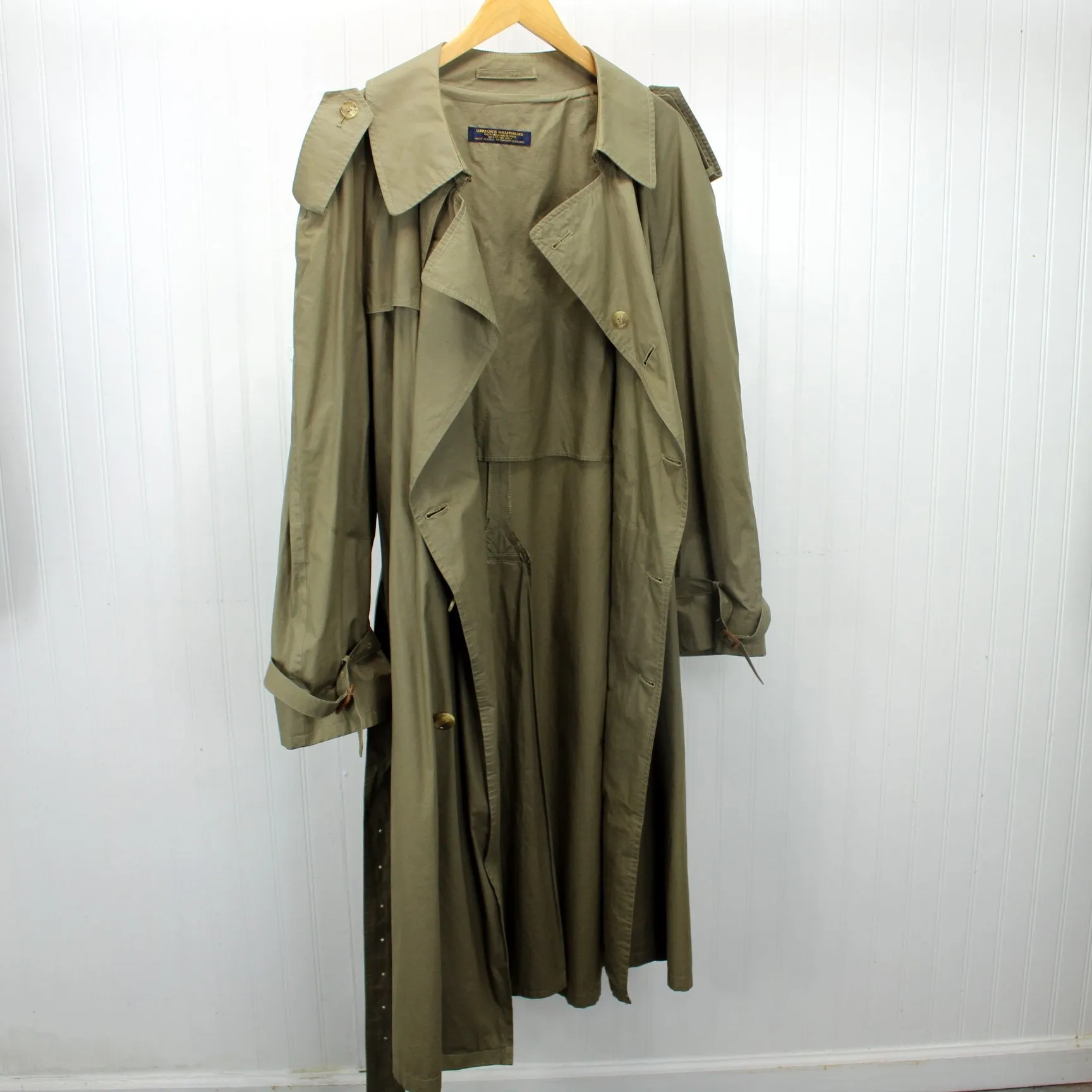 Brooks Bros Vtg Mens Unlined Rain Trench Coat USA 46R Nice Condition