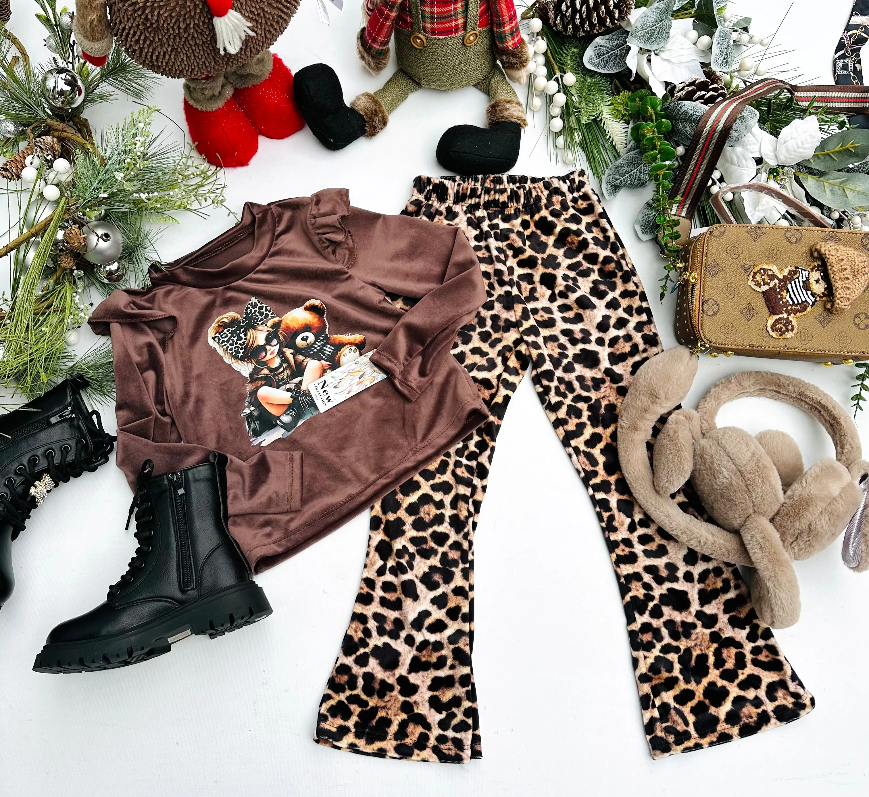 Brown velvet set