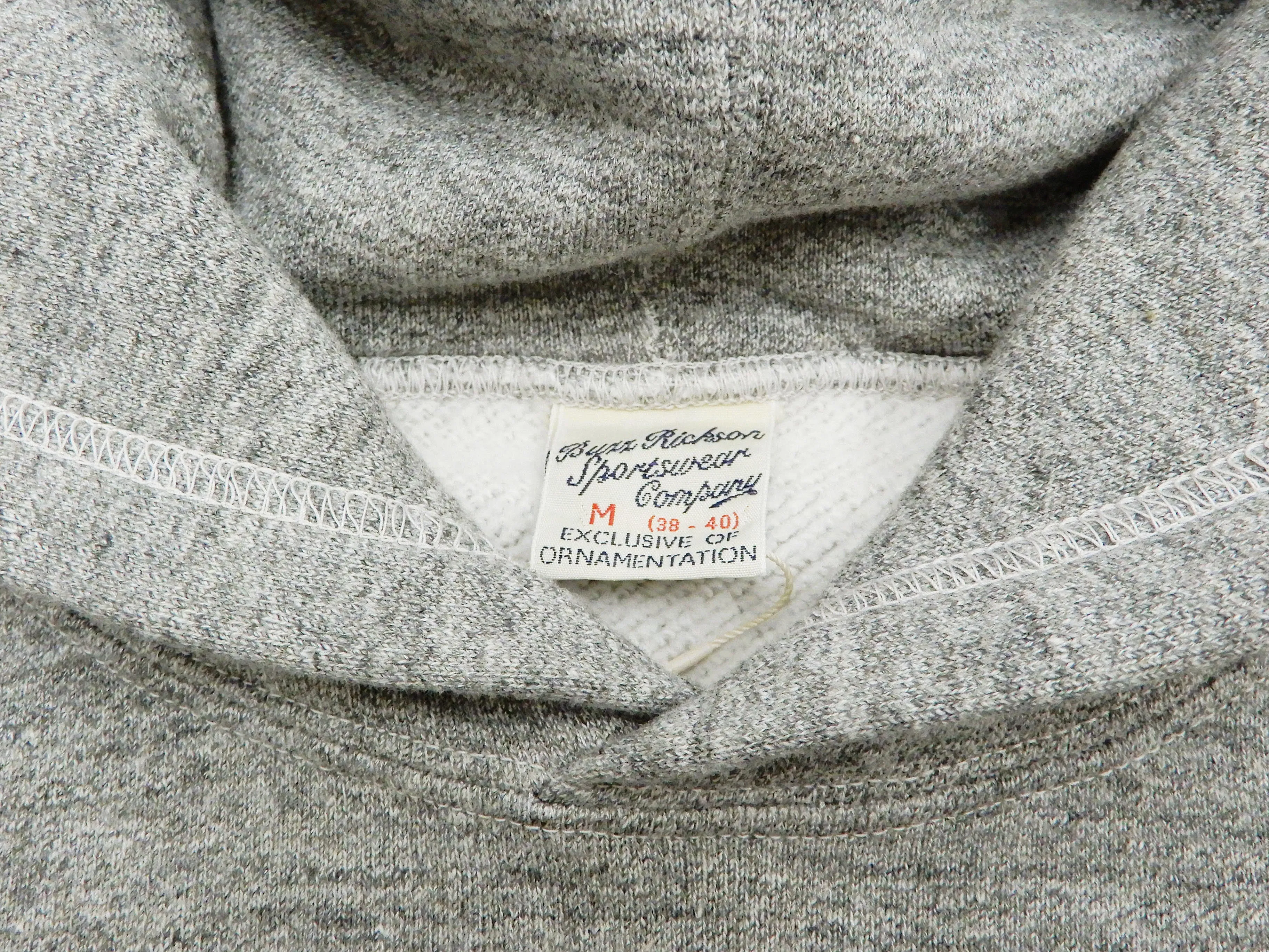 Buzz Rickson Plain Pullover Hoodie Men's Loop-wheeled Vintage Style Hooded Sweatshirt BR68914 113-Heather-Gray