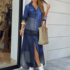 Checkered long dress for women - maxi style