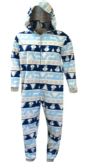 Chill Out Nordic Winter Kids One Peice Hooded Pajama with Drop Seat