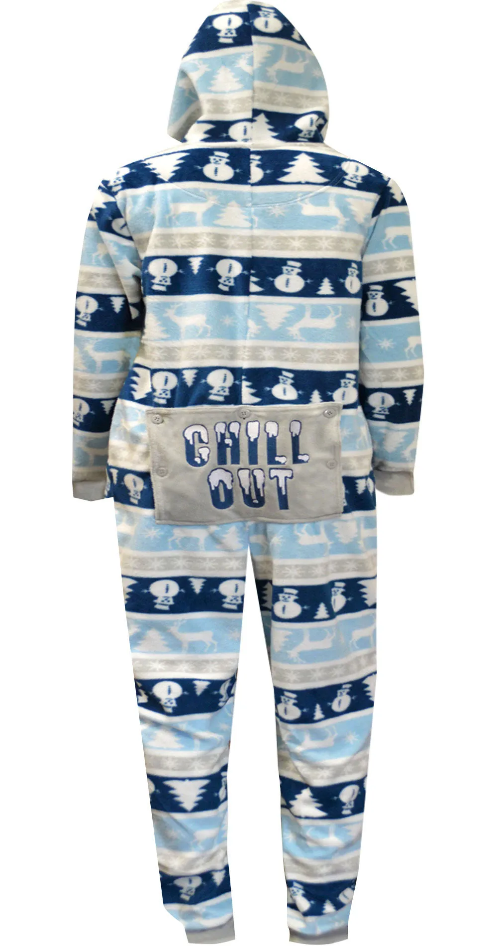Chill Out Nordic Winter Kids One Peice Hooded Pajama with Drop Seat