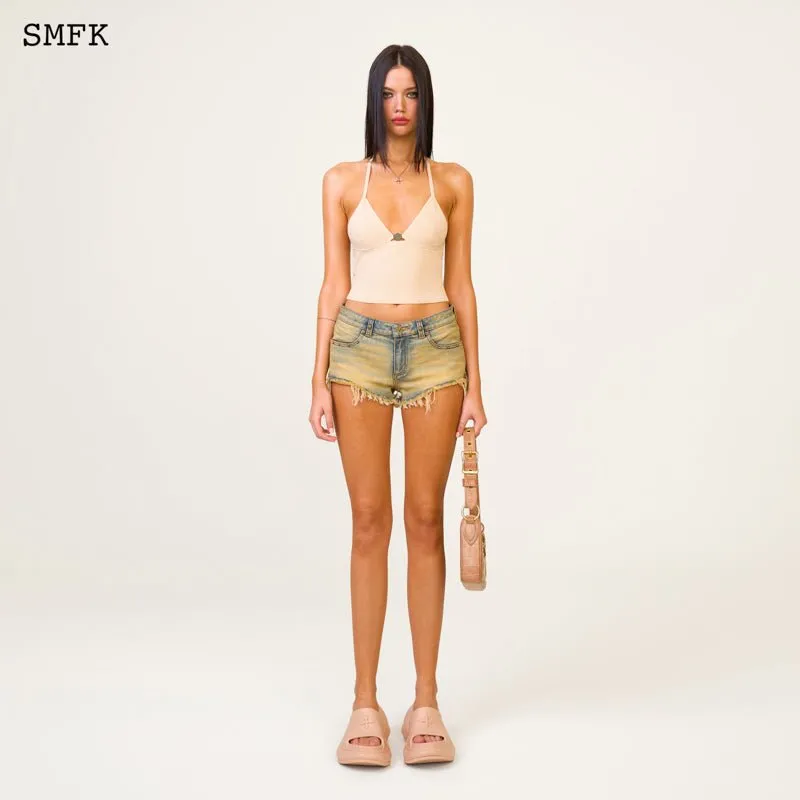 Compass Cross Knitted Halter-Neck Top Nude