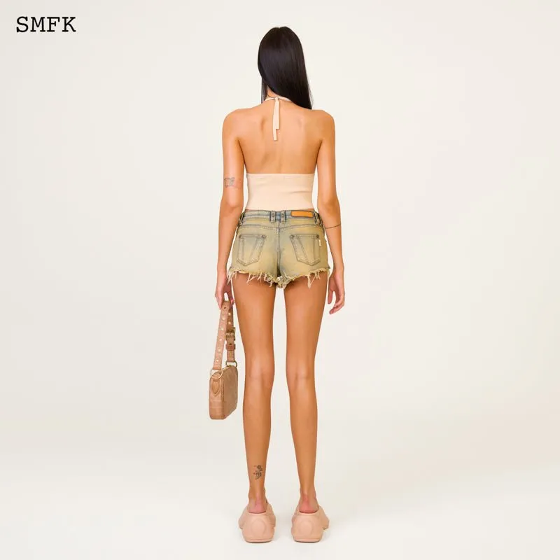 Compass Cross Knitted Halter-Neck Top Nude