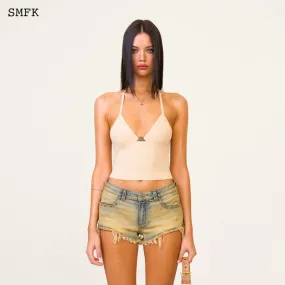 Compass Cross Knitted Halter-Neck Top Nude