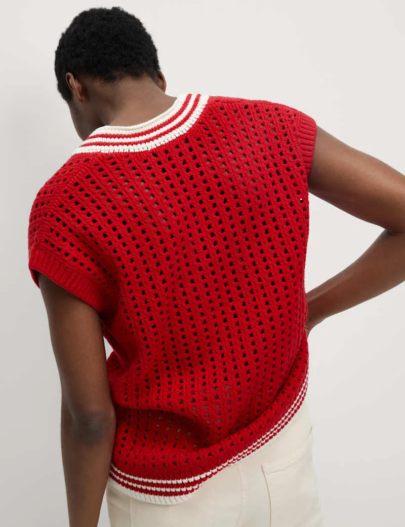 Cotton Rich Tipped Detail Knitted Vest