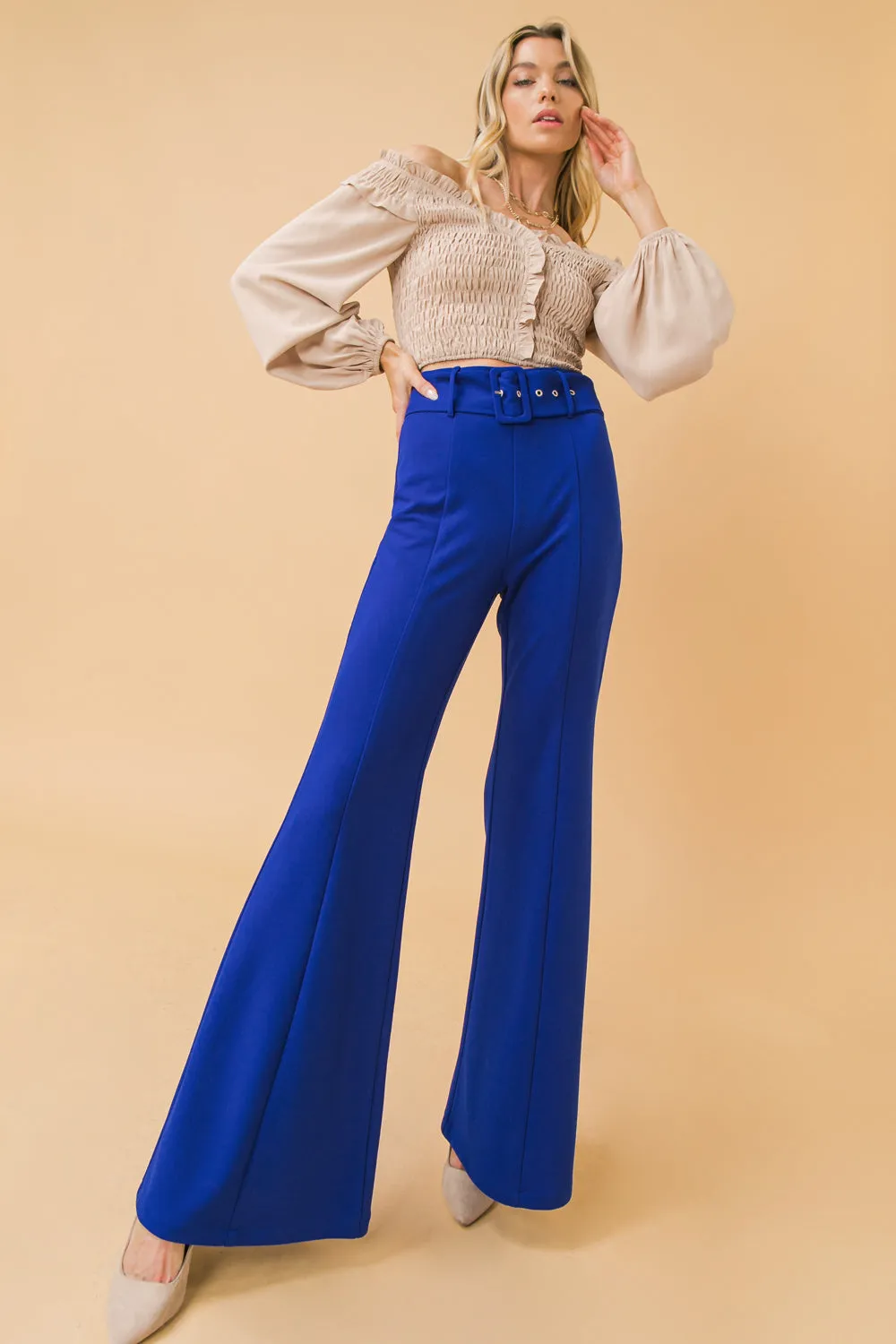 COUNTDOWN THE HOURS WOVEN FLARED PANTS