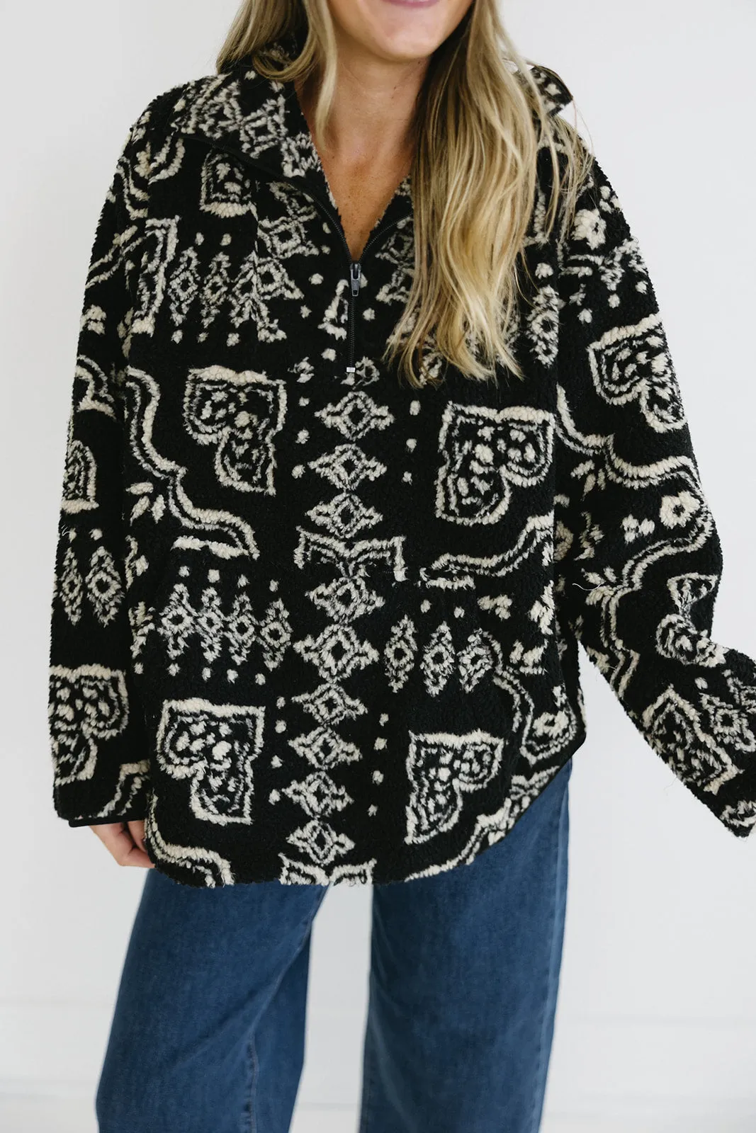 Cozy Sherpa Pullover - Black
