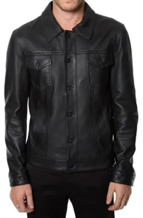 Curi Black Leather Jacket Men Biker Motorcycle Sheepskin