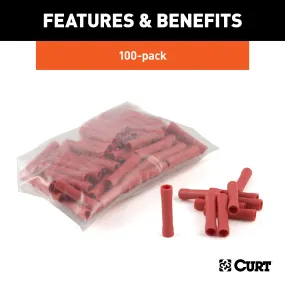 CURT 59421 CURT 59421 22-18 Gauge Red Vinyl-Insulated Wire Butt Connectors; 100-Pack