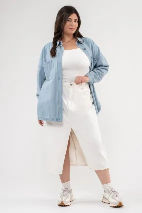 Curvy- Denim Shacket