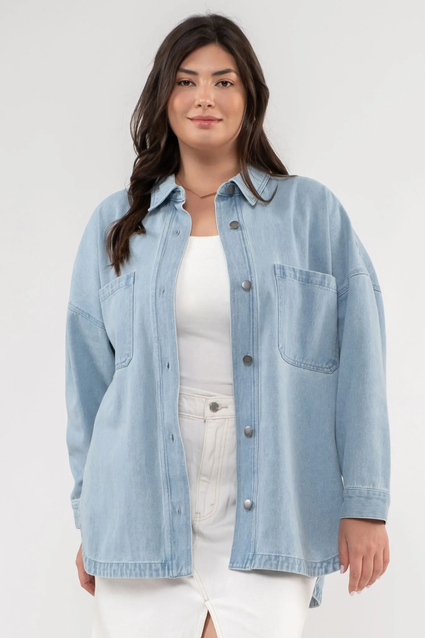 Curvy- Denim Shacket
