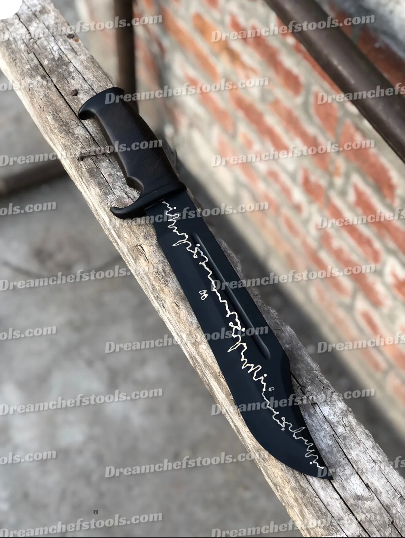 Custom Handmade J2 Powder Coat Steel Crocodile Dundee Bowie Knife with Rosewood Handle and Steel Guard