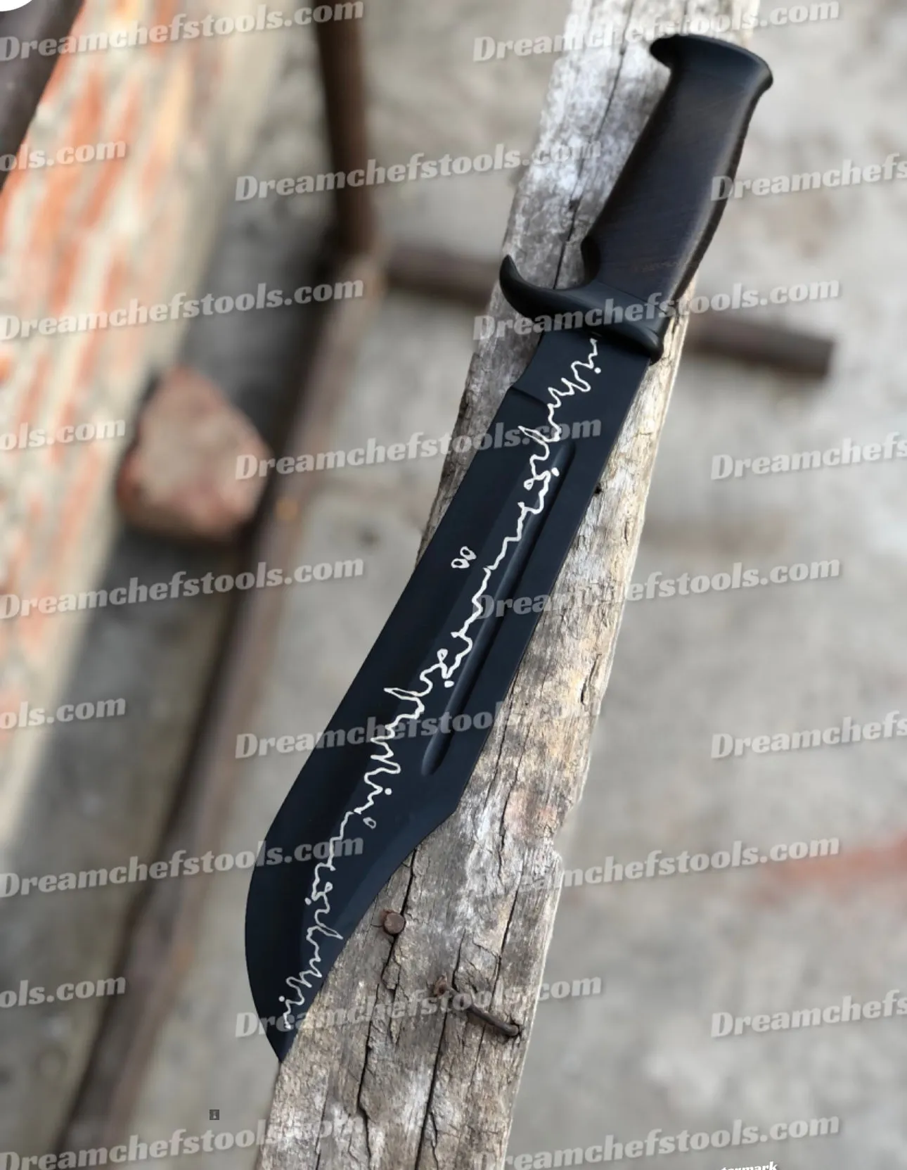 Custom Handmade J2 Powder Coat Steel Crocodile Dundee Bowie Knife with Rosewood Handle and Steel Guard