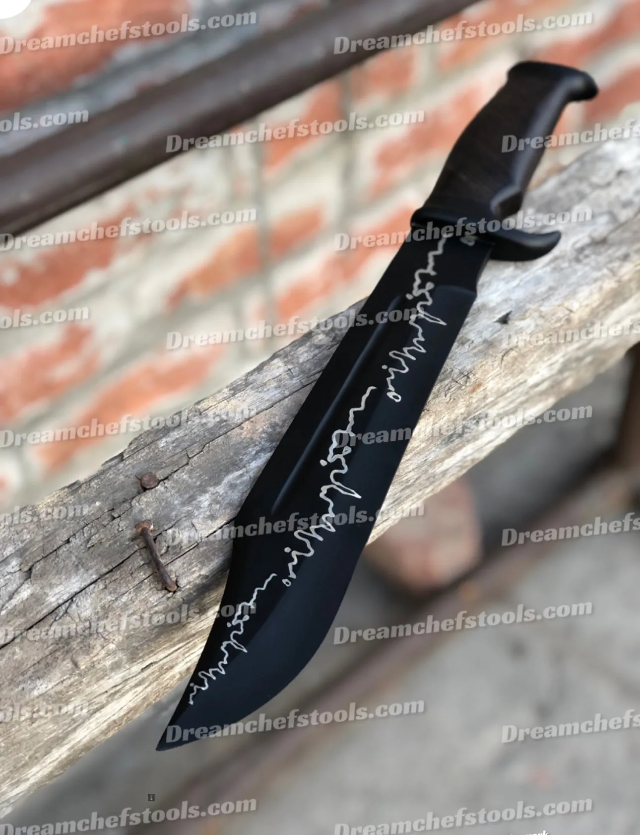 Custom Handmade J2 Powder Coat Steel Crocodile Dundee Bowie Knife with Rosewood Handle and Steel Guard