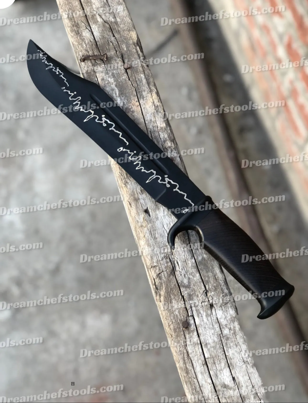 Custom Handmade J2 Powder Coat Steel Crocodile Dundee Bowie Knife with Rosewood Handle and Steel Guard
