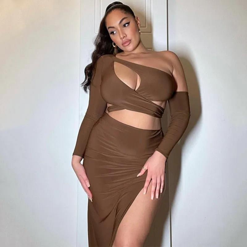 Danica Crop Top Skirt Set with Opera Glove